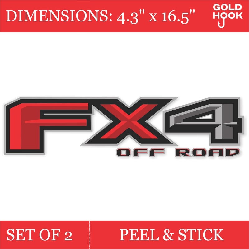 GOLD HOOK ملصق بديل FX4 للطرق الوعرة لشاحنات F150 الجانبية وF Truck Super Duty وF250 وF350 وF450 (2015-2018) (مقطوع بدقة (قشر وألصق)) ألوان عصرية متنوعة - Image 2