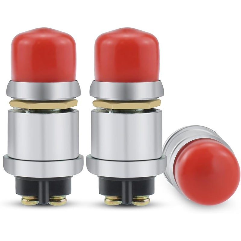 Aifeier ET Engine Push Start on Switch, 12V/24V Waterproof Push on Momentary Start Switch 50A Heavy Duty Momentary Push on for Car Marine Boat Truck Lawn Tractor etc. (Red, 3 Pcs) - Image 1