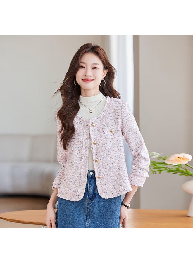 TELUOMAN Troeman French Style Round Neck Chanel-inspired Jacket Women Autumn New Elegant Casual Short Blazer Top - Image 2