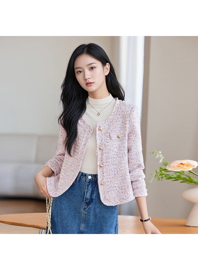 TELUOMAN Troeman French Style Round Neck Chanel-inspired Jacket Women Autumn New Elegant Casual Short Blazer Top - Image 1