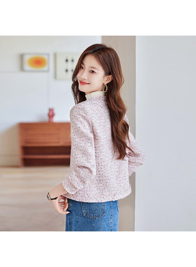 TELUOMAN Troeman French Style Round Neck Chanel-inspired Jacket Women Autumn New Elegant Casual Short Blazer Top - Image 3