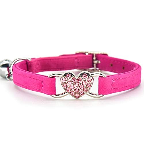 CHUKCHI Heart Bling Cat Collar with Safety Belt and Bell 8-11 Inches - Image 2
