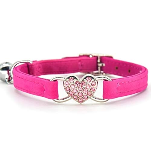 CHUKCHI Heart Bling Cat Collar with Safety Belt and Bell 8-11 Inches - Image 1
