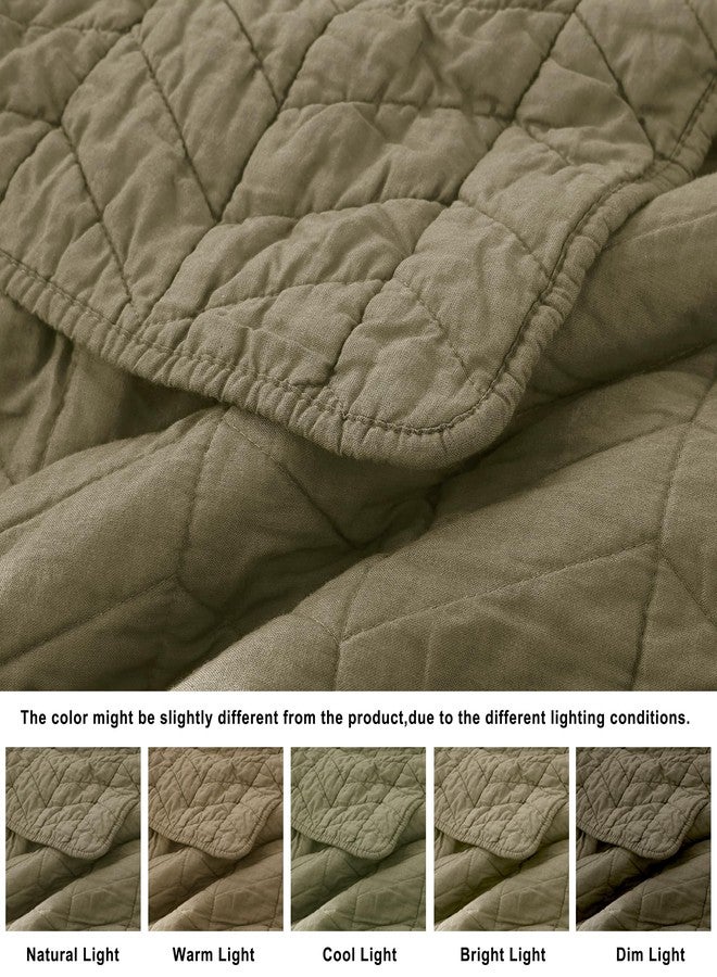palassio Green Cotton Quilt Twin Size Bedding Sets with Pillow Shams, Olive Lightweight Soft Bedspread Coverlet, Sage Quilted Comforter Bed Cover for All Season, 2 Pieces, 68x86 inches - Image 5