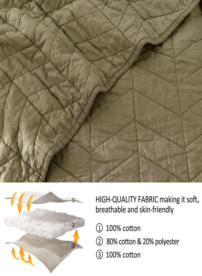 palassio Green Cotton Quilt Twin Size Bedding Sets with Pillow Shams, Olive Lightweight Soft Bedspread Coverlet, Sage Quilted Comforter Bed Cover for All Season, 2 Pieces, 68x86 inches - Image 4