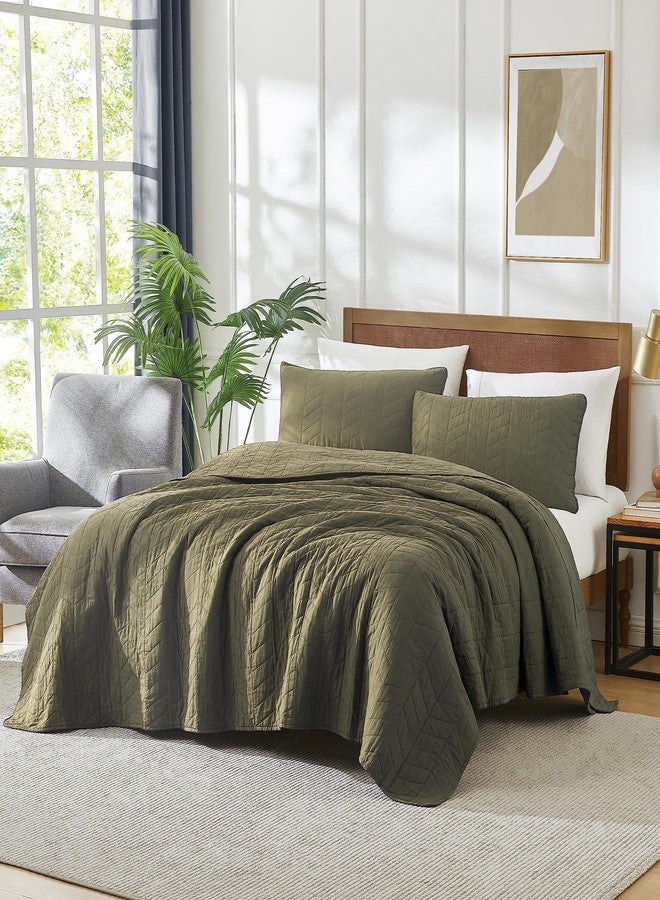 palassio Green Cotton Quilt Twin Size Bedding Sets with Pillow Shams, Olive Lightweight Soft Bedspread Coverlet, Sage Quilted Comforter Bed Cover for All Season, 2 Pieces, 68x86 inches - Image 3