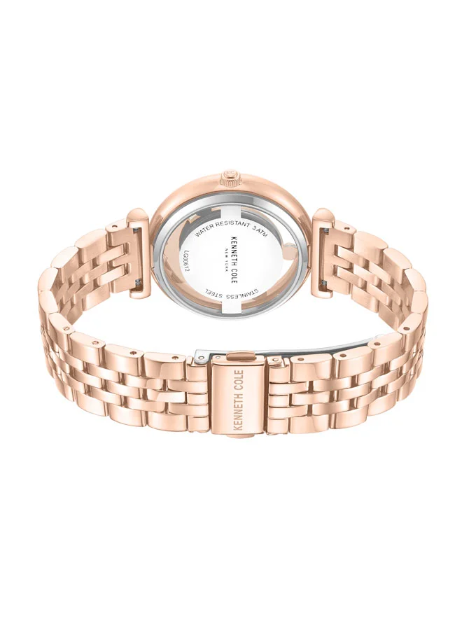Kenneth Cole New York 34mm Analog Women's Watch with Rose Gold Stainless Steel Bracelet