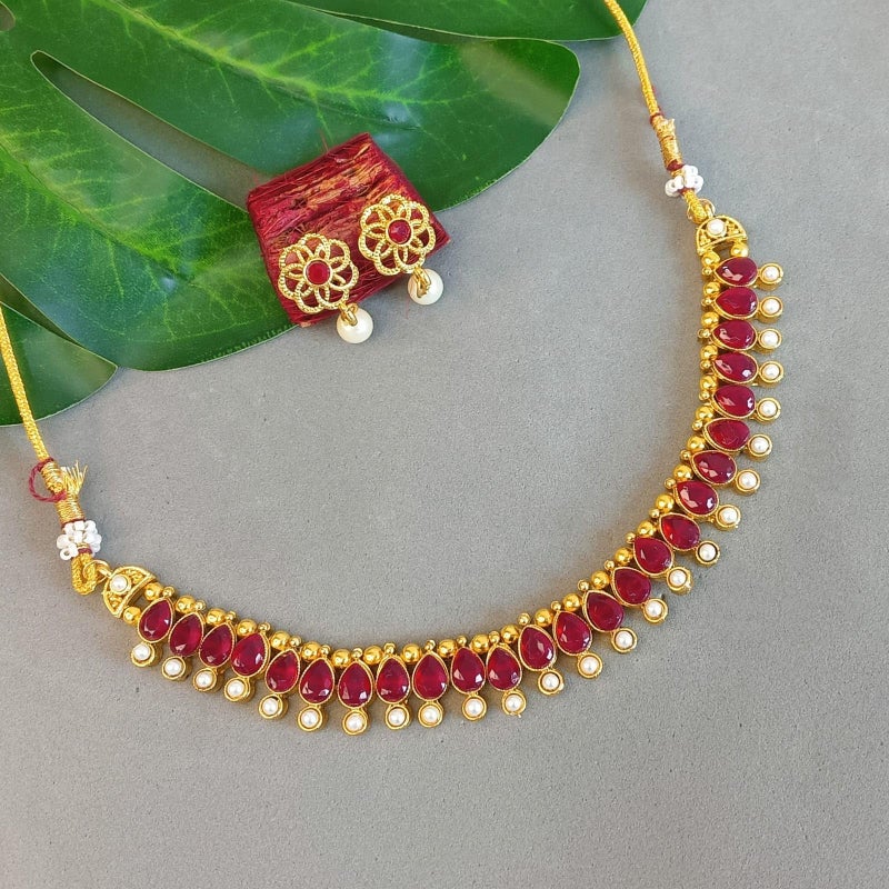 Efulgenz Indian Choker Sets Indian Jewelry Sets for Women Bollywood Faux Kundan Pearl Choker Necklace Earrings Set Wedding Jewelry for Women - Image 2