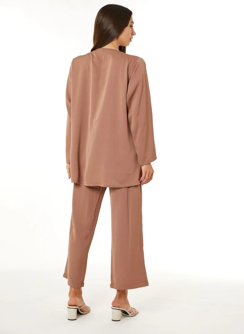 Moistreet Brown Zoom Top and Pants Set