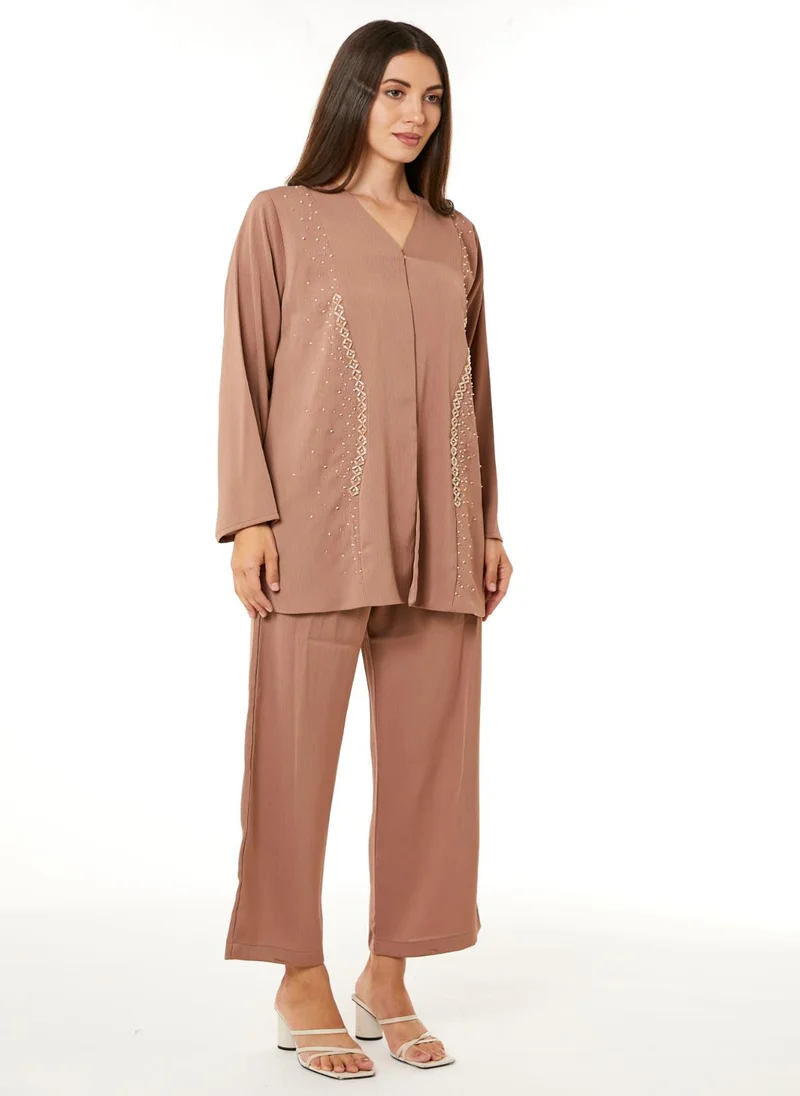 Moistreet Brown Zoom Top and Pants Set