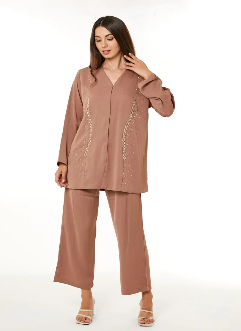 Moistreet Brown Zoom Top and Pants Set