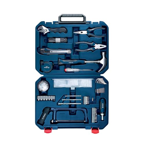 BOSCH ‎ All-in-One Hand Tool Kit, 108 Pieces, Rachet Screwdriver & Allen Key, Multiple Drill Bits, Additional Performance Tool, Blue, Hard Case - Image 1