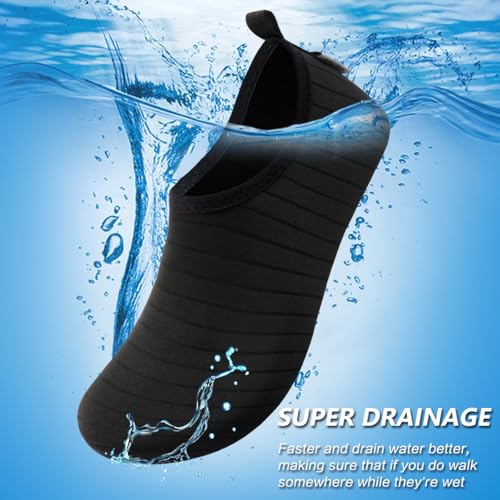 VIFUUR Water Sports Shoes Barefoot Quick-Dry Aqua Yoga Socks Slip-on for Men Women A Black 34-35 - Image 5