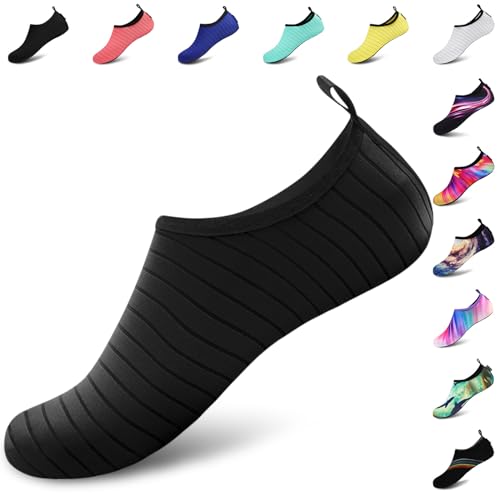 VIFUUR Water Sports Shoes Barefoot Quick-Dry Aqua Yoga Socks Slip-on for Men Women A Black 34-35 - Image 1