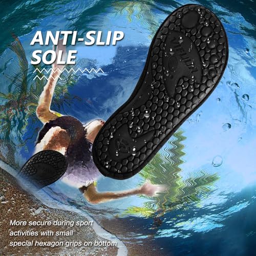 VIFUUR Water Sports Shoes Barefoot Quick-Dry Aqua Yoga Socks Slip-on for Men Women A Black 34-35 - Image 4
