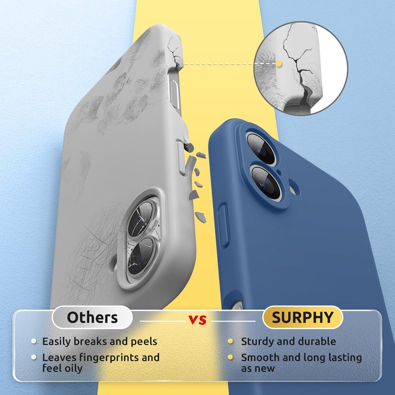 SURPHY Magnetic Silicone for iPhone 16 Case, Compatible with MagSafe, Camera Protective and Soft Microfiber Lining Shockproof Phone Case Cover 6.1 inch 2024, Blue Jay - Image 4