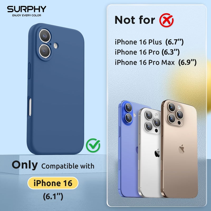 SURPHY Magnetic Silicone for iPhone 16 Case, Compatible with MagSafe, Camera Protective and Soft Microfiber Lining Shockproof Phone Case Cover 6.1 inch 2024, Blue Jay - Image 2