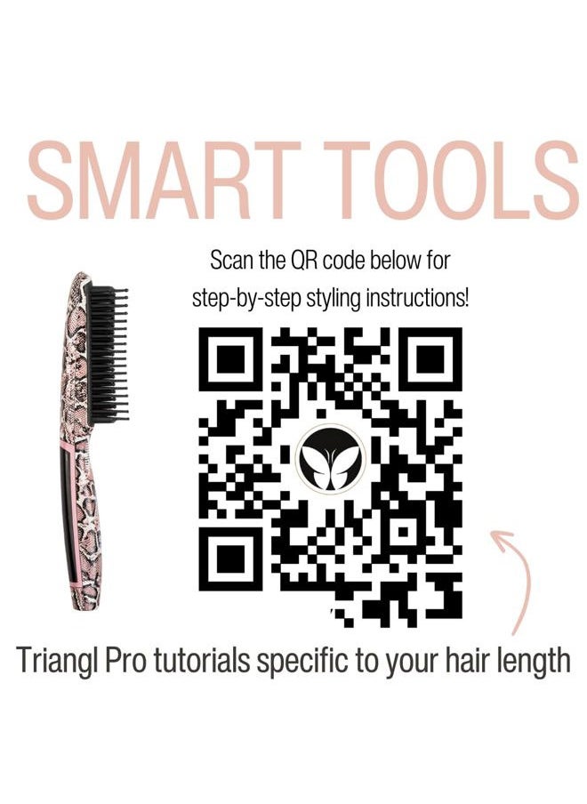 Calista - Triangl Pro Heated Detailer Brush, Smoothing, Anti-Frizz Professional Heat Styling Brush, Burn-Free Firm Bristles, Ionic and Ceramic Technology, 5 Heat Settings (11", Snakeskin) - Image 1