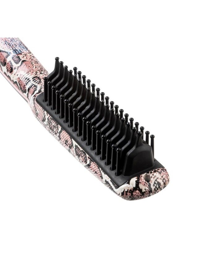 Calista - Triangl Pro Heated Detailer Brush, Smoothing, Anti-Frizz Professional Heat Styling Brush, Burn-Free Firm Bristles, Ionic and Ceramic Technology, 5 Heat Settings (11", Snakeskin) - Image 1