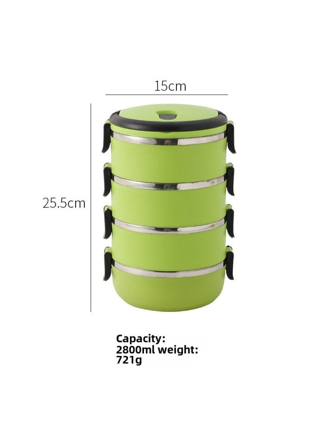 Stainless Steel Student Lunch Box 304 Bento Box Round Sealed Preservation Box Multi-Layer Convenient Insulation Lunch Box Printed LOGO-Specifications:201 High Quality Four-layer Frosted Model-Color:Green - Image 1