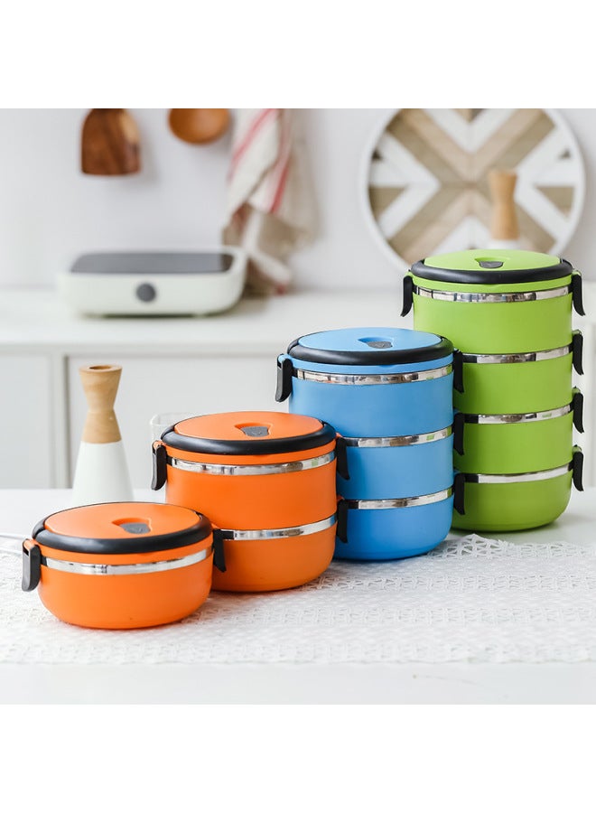 Stainless Steel Student Lunch Box 304 Bento Box Round Sealed Preservation Box Multi-Layer Convenient Insulation Lunch Box Printed LOGO-Specifications:201 High Quality Four-layer Frosted Model-Color:Green - Image 3