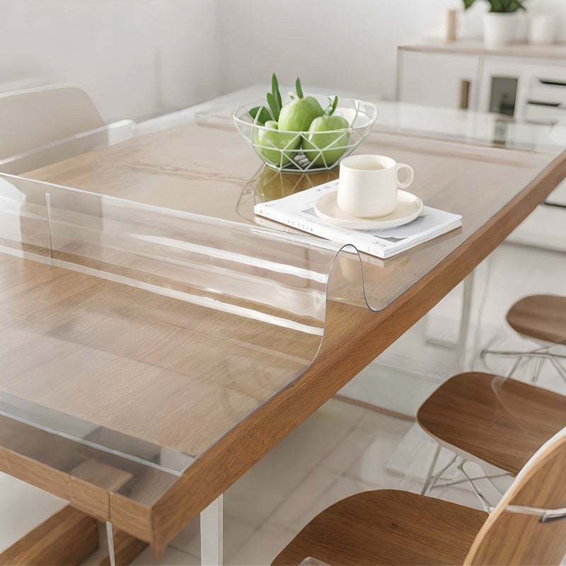1mm Thick PVC Transparent Desk Protector 90x90cm Rectangle Table Mat - Image 1