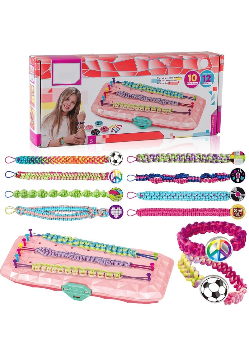 SYOSI طقم صنع أساور الصداقة، ألعاب، للأعمار 7 8 9 10 11 12 سنة، أفكار هدايا للفتيات، هدية عيد ميلاد للمراهقات، أداة لصنع الحرف والأشغال، DIY، مجموعة أنشطة سفر للأطفال (وردي) - Image 1