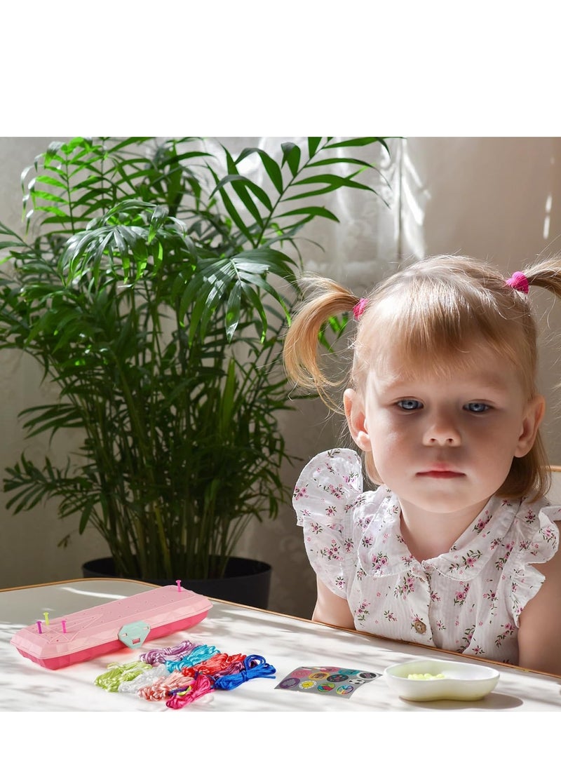 SYOSI طقم صنع أساور الصداقة، ألعاب، للأعمار 7 8 9 10 11 12 سنة، أفكار هدايا للفتيات، هدية عيد ميلاد للمراهقات، أداة لصنع الحرف والأشغال، DIY، مجموعة أنشطة سفر للأطفال (وردي) - Image 4