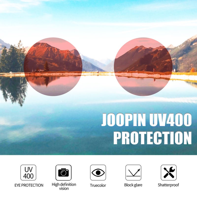 Joopin Small Round Sunglasses Circle Shades for Women Men Metal Circular Sun Glasses UV Protection Hippie Sunnies (Black Tinted Red) - Image 3