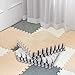 Amylove 72 Pieces Plush Foam Floor Mat Square Interlocking Carpet Tiles with Border 12 x 12 x 04 in Fluffy Play Mat Floor Tiles Soft Climbing Area Rugs for Home PlayroomWhite Gray Beige - Image 3