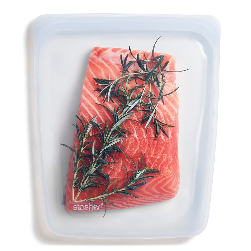 Stasher Platinum Silicone Food Grade Reusable Storage Bag  Clear (1/2 Gallon) | Reduce Single-Use Plastic | Cook  Store  Sous Vide  or Freeze | Leakproof  Dishwasher-Safe  Eco-friendly | 64 Oz - Image 1