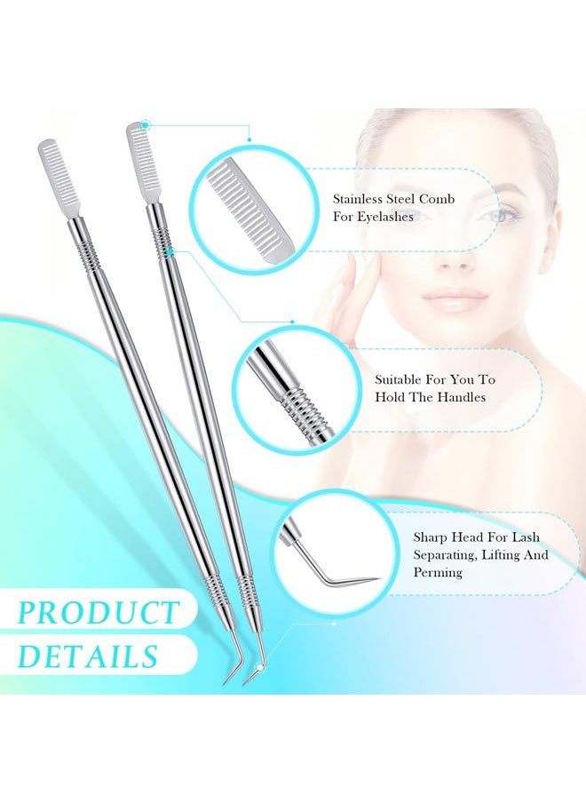 Chumia 2 Pieces Eyelash Lift Perm Tool Lash Separator Tint Tool Stainless Steel Metal Lash Lift Rods for Eyelash Eyebrow Perming Tinting Curling Extensions Supplies(Silver)  - Image 2