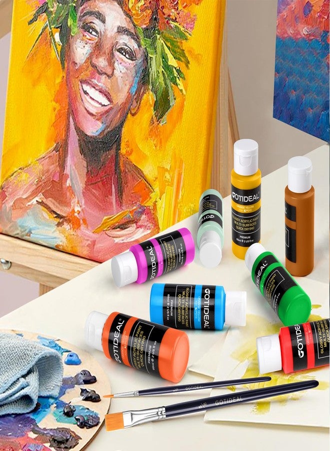 GOTIDEAL Acrylic Paint Set with Paint Brushes, 24 Colors(59ml, 2 oz) Art Craft Paint for Adults and Kids, Perfect for Artist, Beginner, Ideal for Wood, Canvas, Rocks, Outdoor Painting Supplies - Image 3