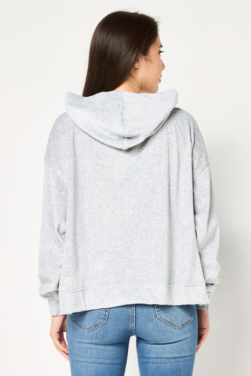 Aerie هودي طويل الأكمام للنساء بلون رمادي - Image 3