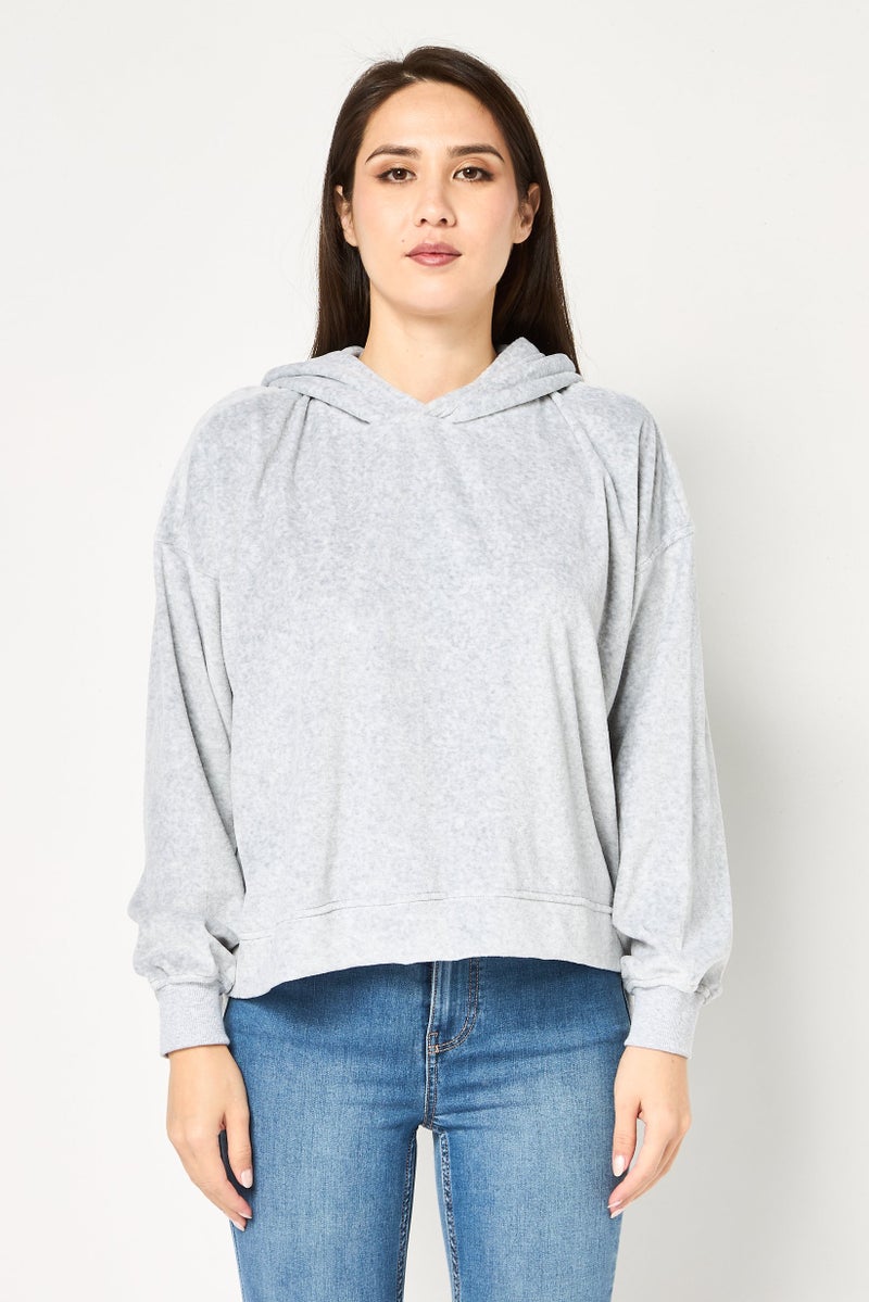 Aerie هودي طويل الأكمام للنساء بلون رمادي - Image 1