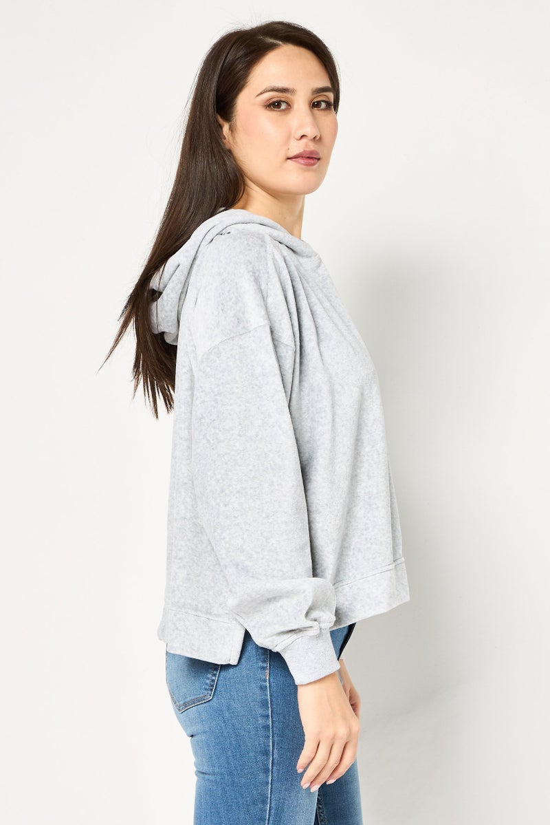 Aerie هودي طويل الأكمام للنساء بلون رمادي - Image 2