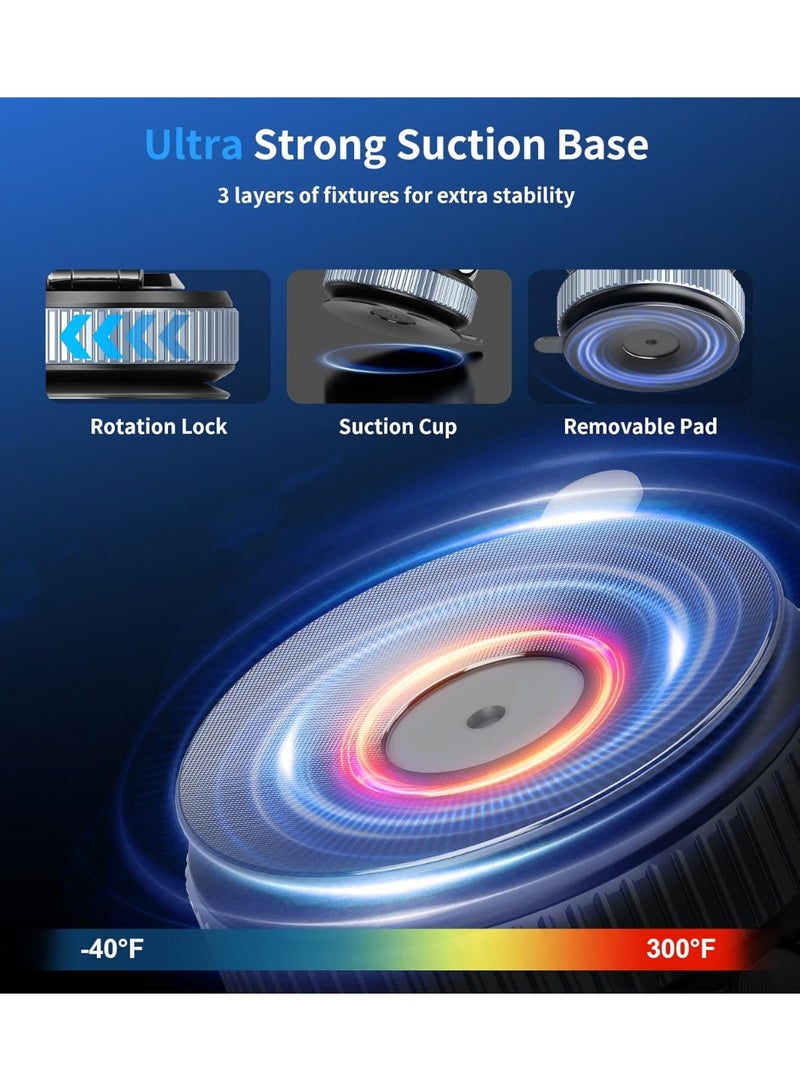 Upgraded Magnetic Phone Stand for Car,360 Rotatable Phone Holder for MagSafe,Strong Magnet, Foldable Car Mount with Vacuum Suction Cup, Mini Phone Stand with Magnetic Ring for all Smartphone - Image 5