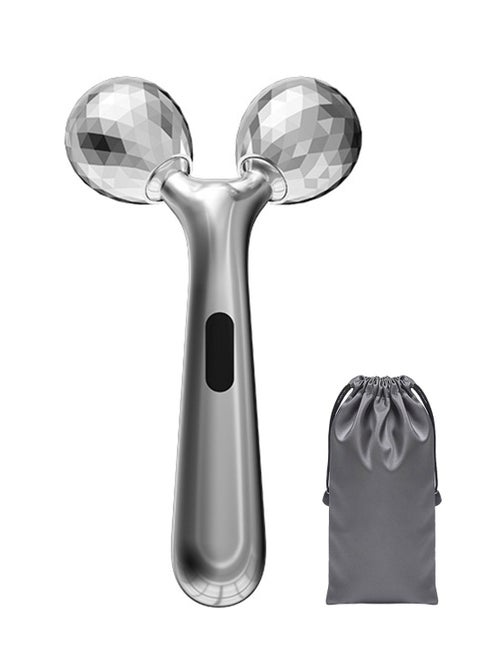 Stainless Steel Scraping and Facial Roller Set, Micro Current V Shaped Facial Roller Massager, Facial Carving Tool, Metal Skincare, Reduces Neck and Eye Wrinkles, Female Massager