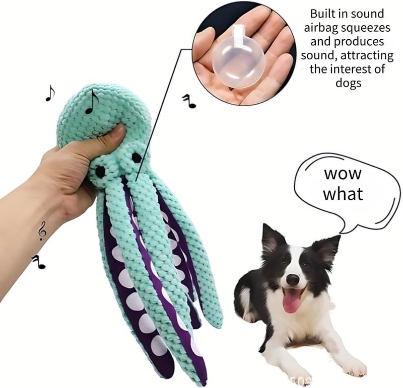Interactive Plush Octopus Dog Toy with Squeaker - Anti-Anxiety Chewing Toy for All Dog Sizes - Image 2