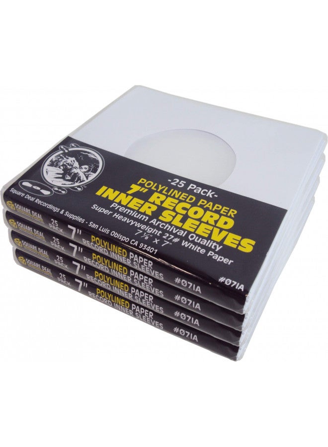 Square Deal Recordings & Supplies (100) Super Heavyweight Polylined Paper Inner Sleeves for 7" Records - Archival Quality, Acid-Free, Static-Free - Premium Protection  - Image 1