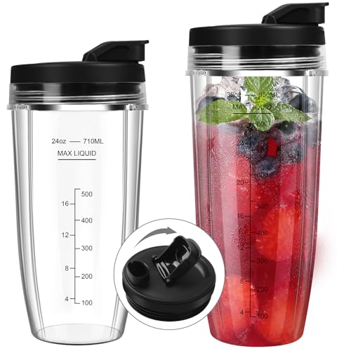 Blender Cups Replacement for Ninja 24oz  32oz Ninja Blender Cups with ToGo Lids Compatible with Ninja BN401 BL456 BL480 BL2012 BL2013 BL4501 BN751 BN801 SS101 SS151 2 Pack
