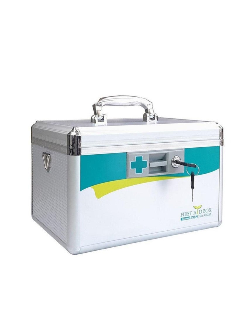 Glosen First Aid Box with shoulder Strap Aluminum 305X195x200 Silver Medicine Lock Box,locking medicine box, Security Lock Boxes Glosen First Aid Box with shoulder Strap Aluminum, Silver - Image 4
