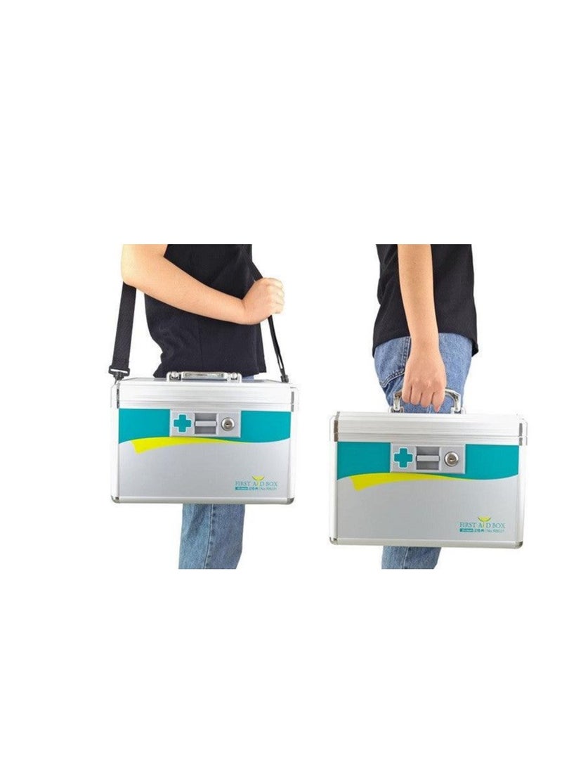 Glosen First Aid Box with shoulder Strap Aluminum 305X195x200 Silver Medicine Lock Box,locking medicine box, Security Lock Boxes Glosen First Aid Box with shoulder Strap Aluminum, Silver - Image 5