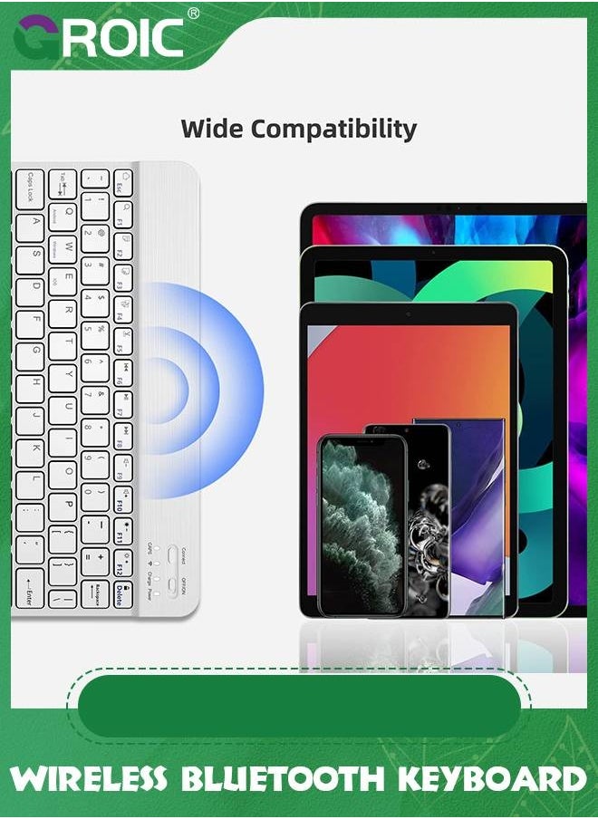 GROIC Ultra-Slim White Wireless Bluetooth Keyboard, Portable Mini Rechargeable Keyboard Compatible with iPad 10.2inch/iPad Air/iPad Mini, Samsung Tablet Phone Smartphone and Other Enable Devices  - Image 5