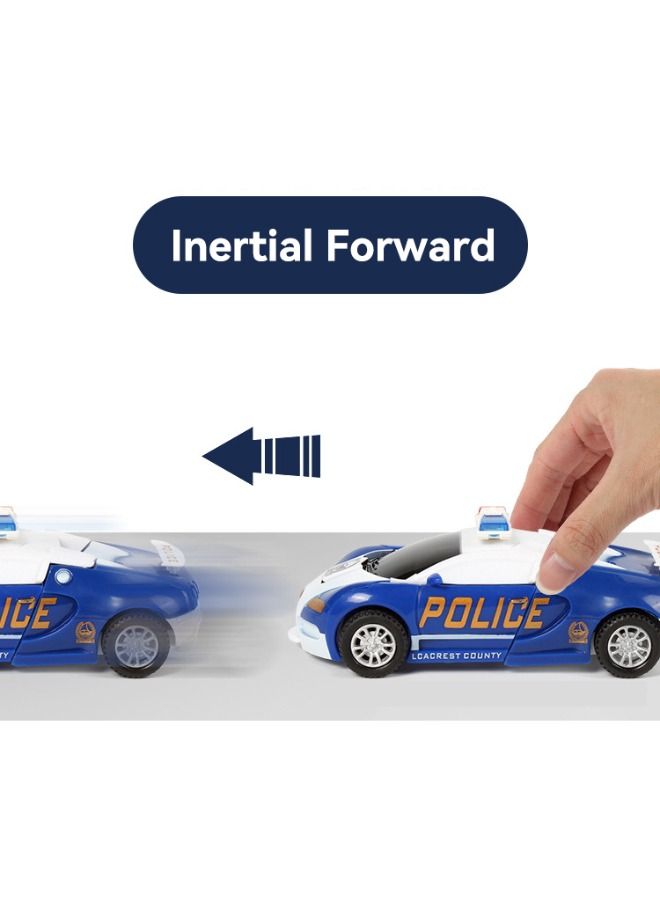 Deformation Robot Car Toy, Police Car Model Toy, Inertial Collision Deformation Car Blue/White - Image 3