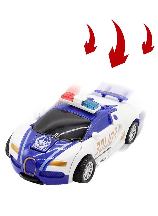 Deformation Robot Car Toy, Police Car Model Toy, Inertial Collision Deformation Car Blue/White - Image 4