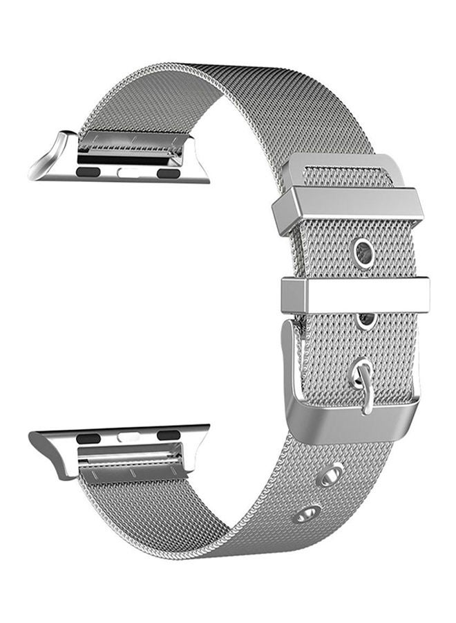 NIBEMINENT Replacement Stainless Steel Band With Buckle Closure For Apple Watch Series 3/2/1 Silver