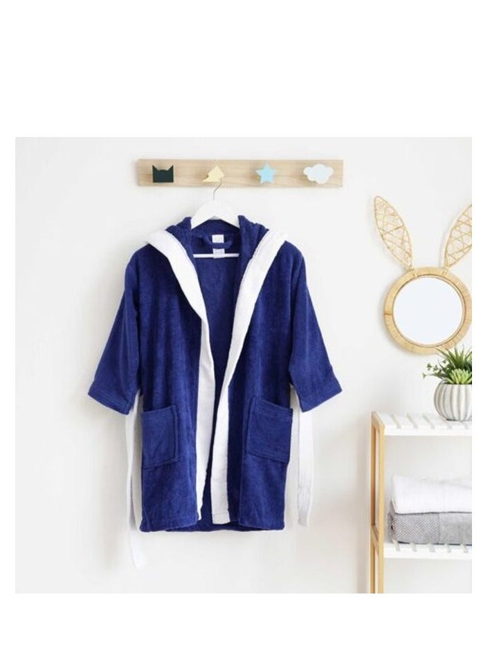Pan Home Pan Home Permea Hooded Kids Bathrobe 7-10Y Blue  - Image 1