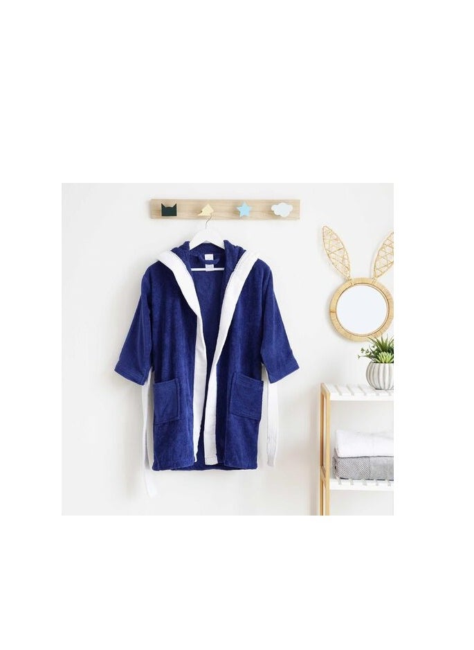 Pan Home Pan Home Permea Hooded Kids Bathrobe 7-10Y Blue  - Image 2