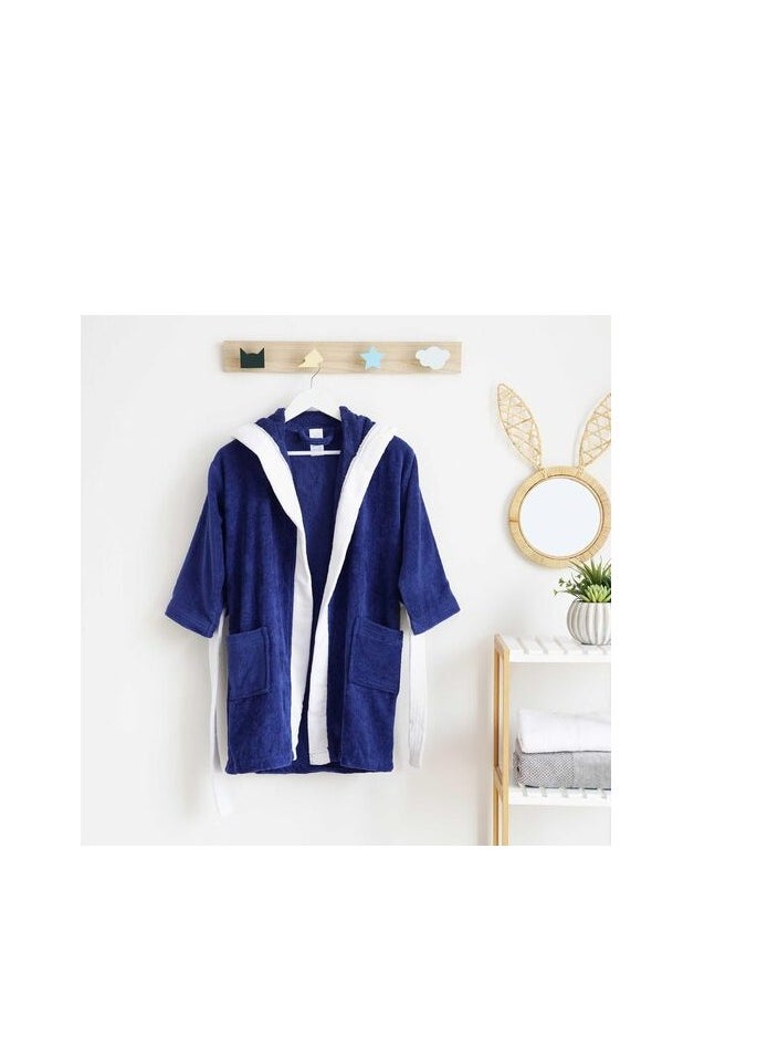 Pan Home Pan Home Permea Hooded Kids Bathrobe 7-10Y Blue  - Image 3